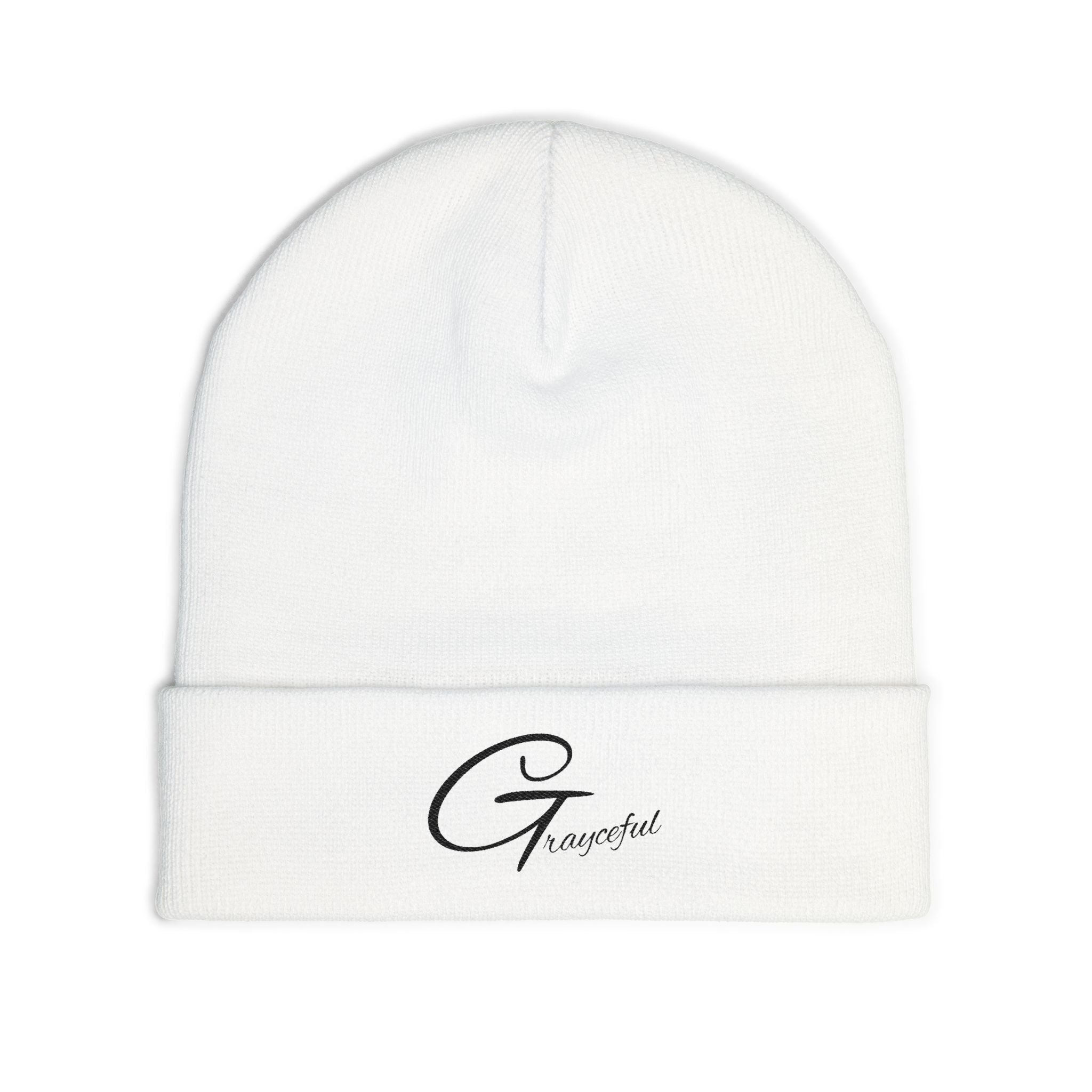 Grateful Embroidered Knit Beanie – Cozy Winter Hat for Women