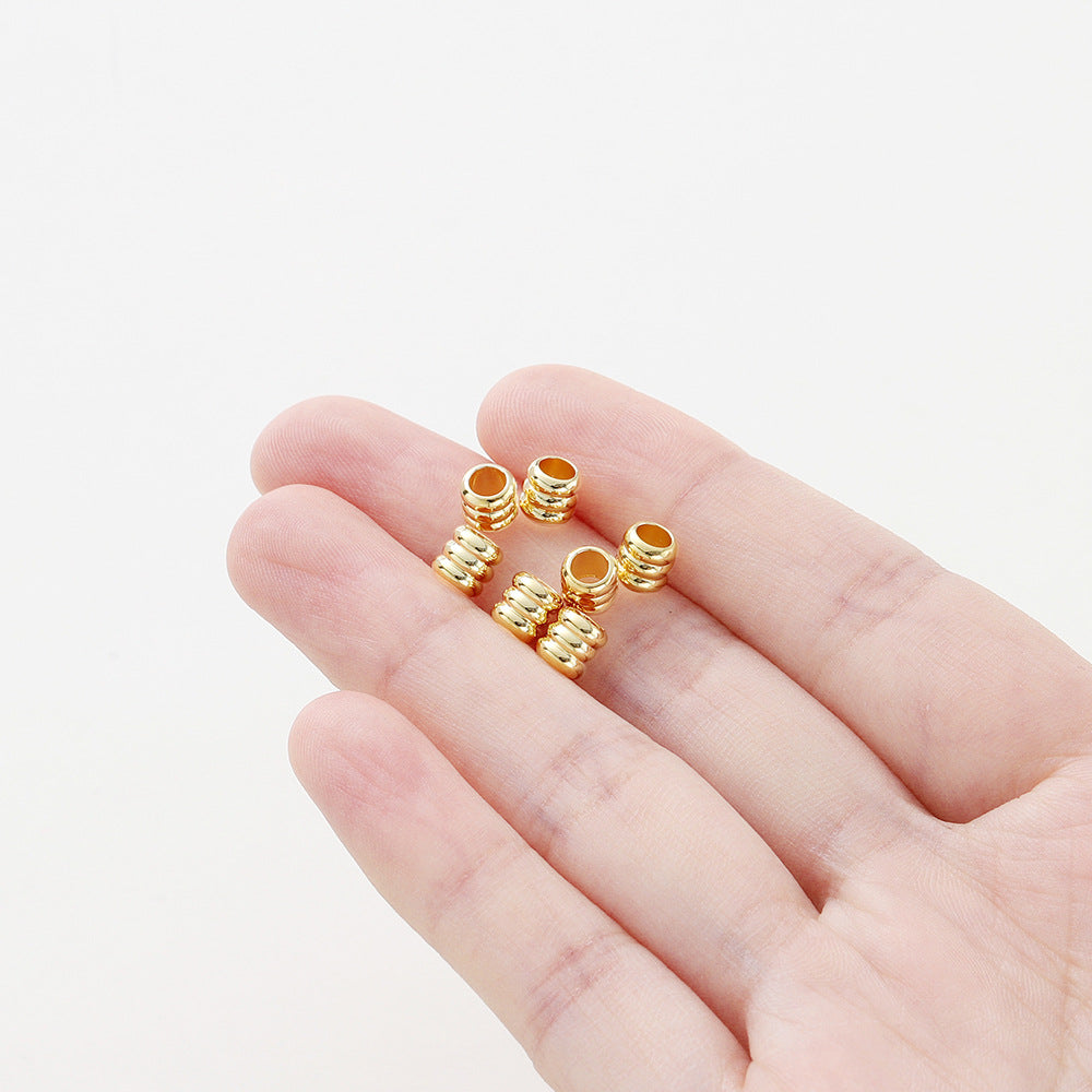 Color-retaining 18k Three-layer Large-hole Spacer Beads Copper-gold-plated Beading Material