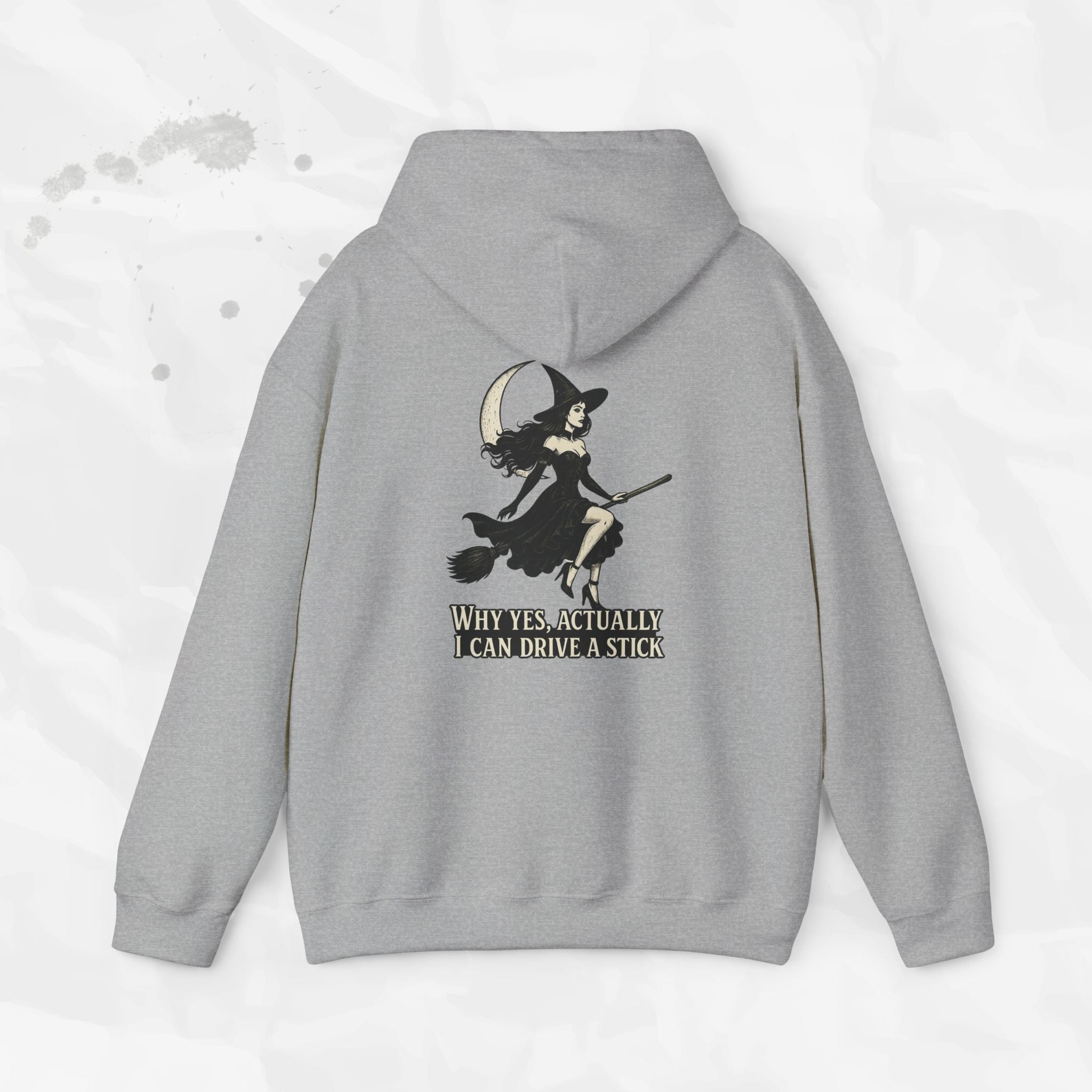 Witch Graphic Hoodie Why Yes Actually I Can Drive a Stick Pullover - Image 6