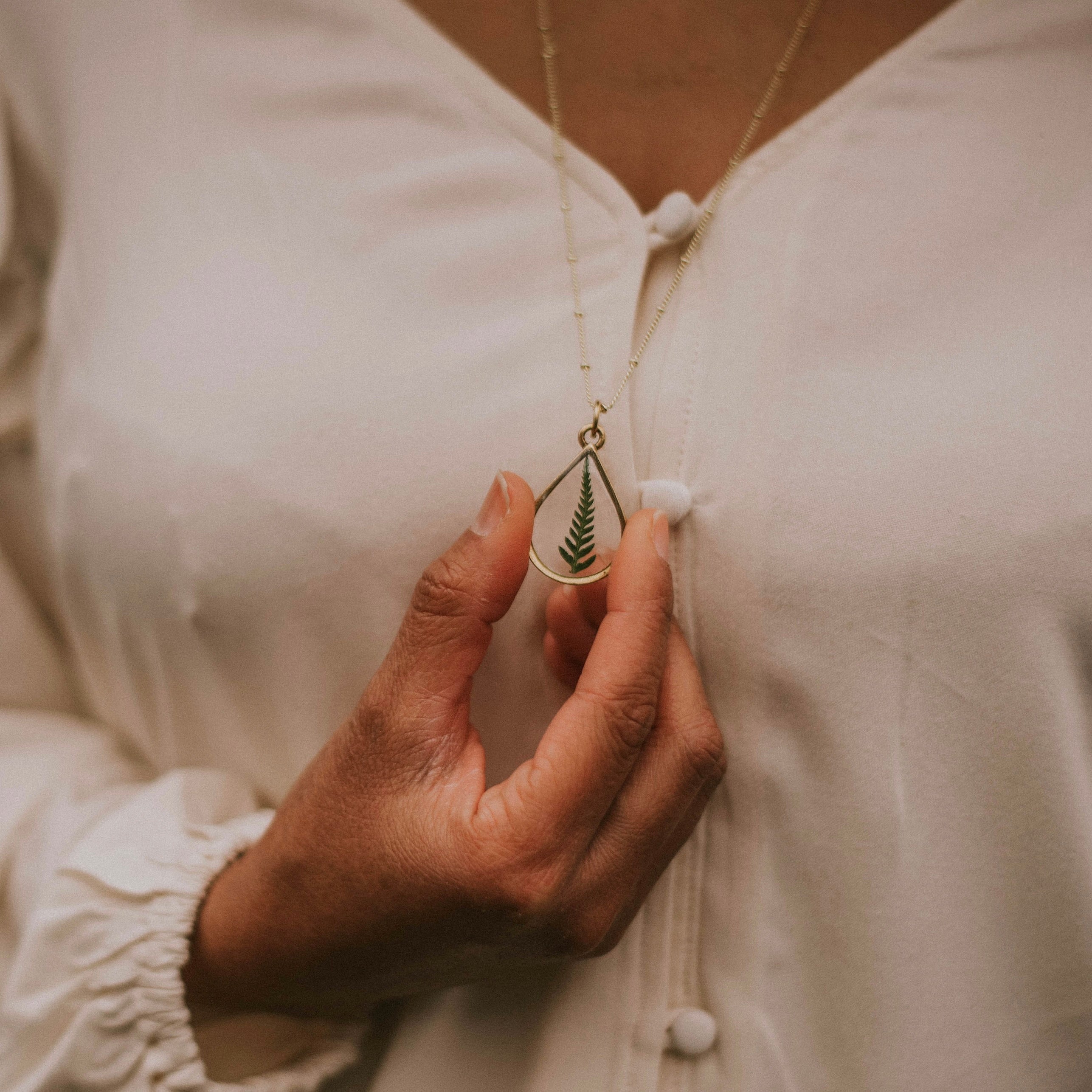 Large Teardrop Botanical Necklace
