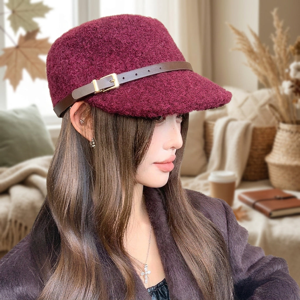 Women's Leopard-Print Cashmere Blend Flat-Top Cap