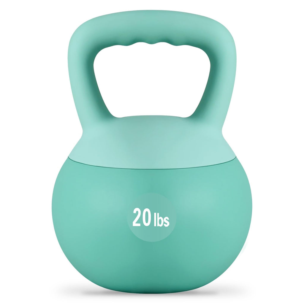 DlandHome Kettlebell 20lbs Mint Green Iron PVC Filled Soft Kettlebell-Weights for Strength Training Full Body Workout