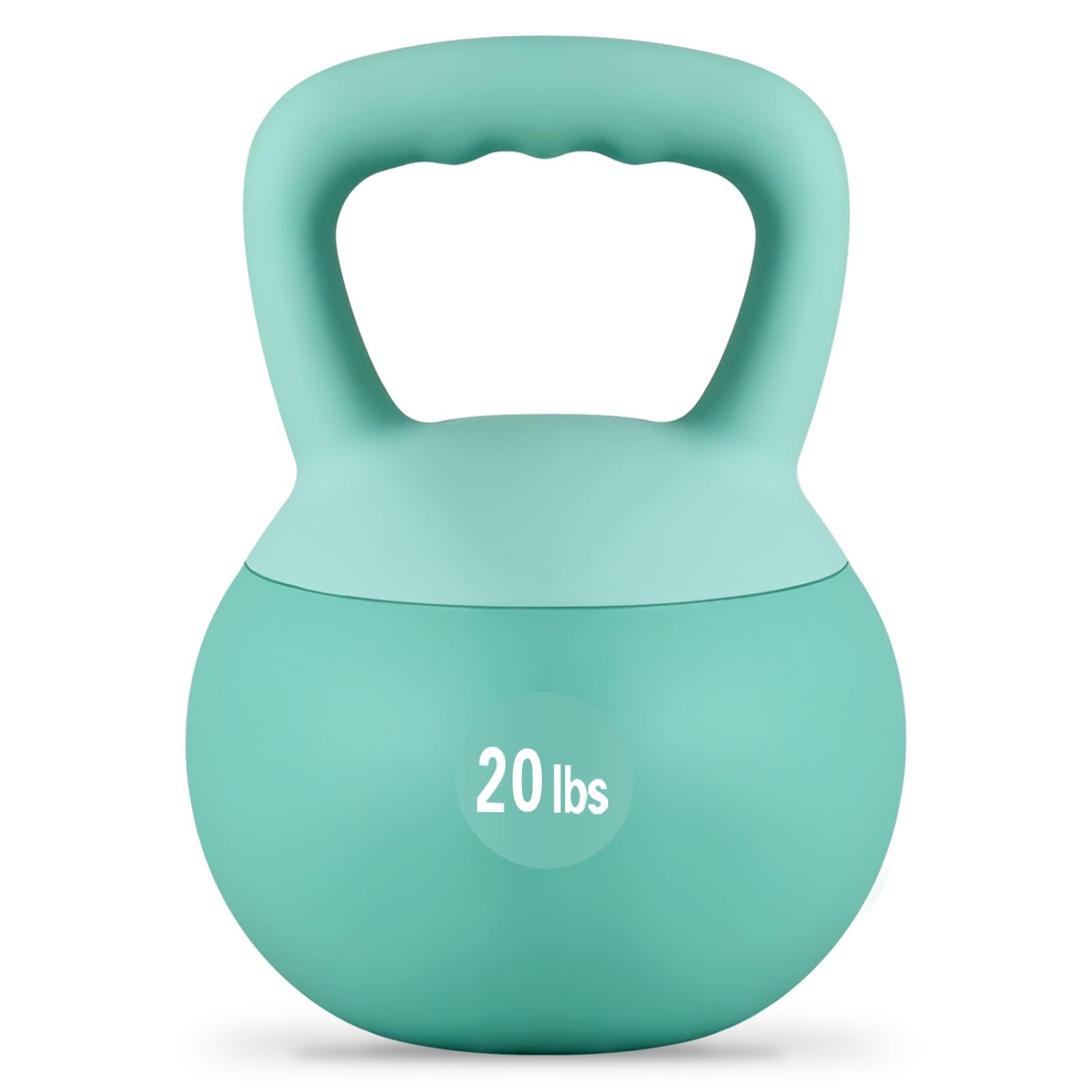 DlandHome Kettlebell 20lbs Mint Green Iron PVC Filled Soft Kettlebell-Weights for Strength Training Full Body Workout