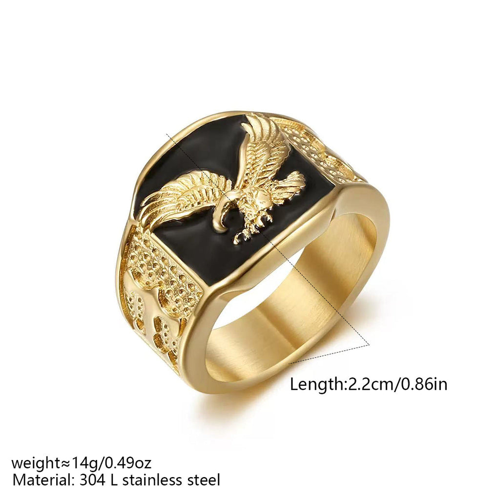 304 Stainless Steel Eagle Wide-Style Mens Ring