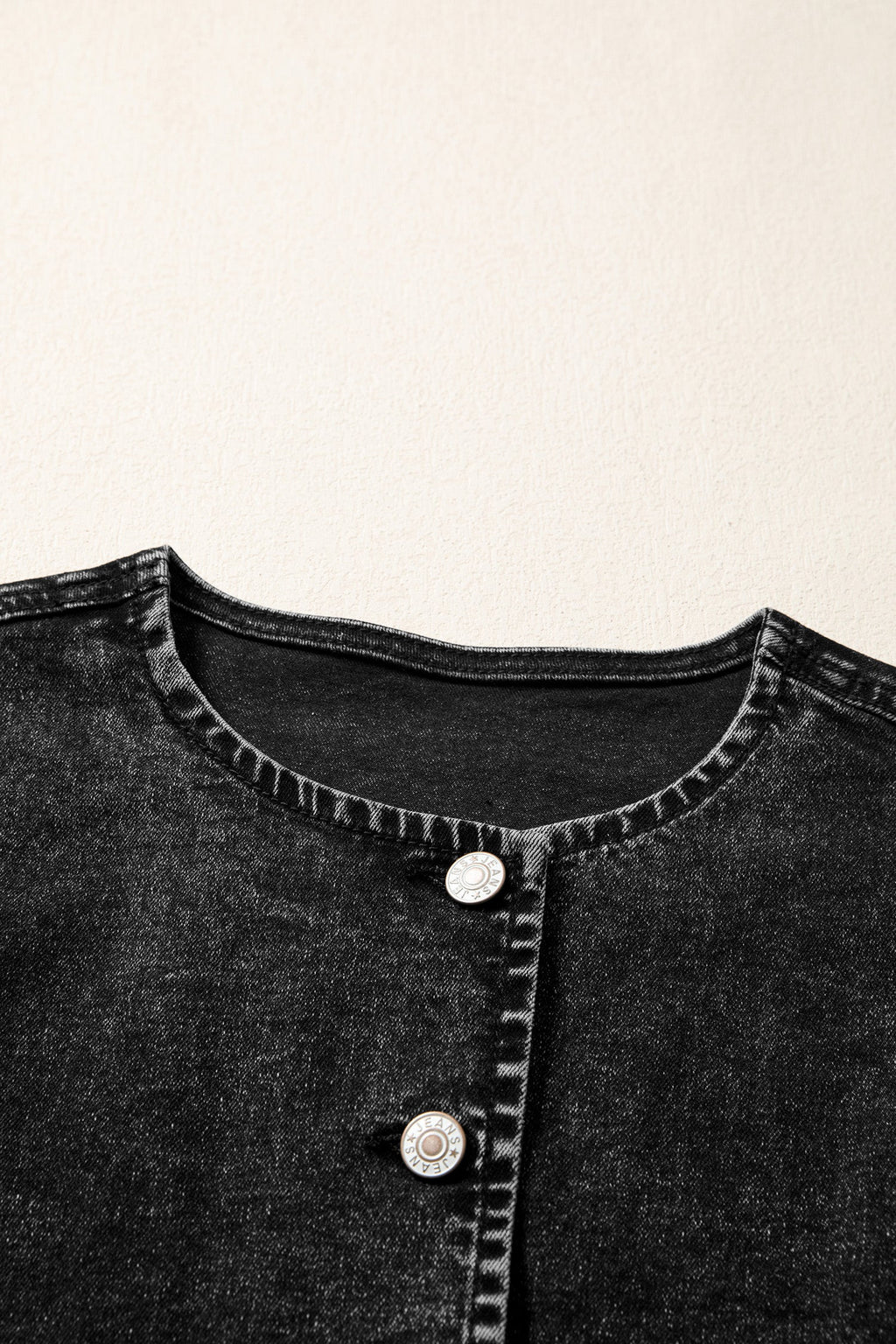 Solid Denim Buttoned Front Slit Vest - Blue and Black