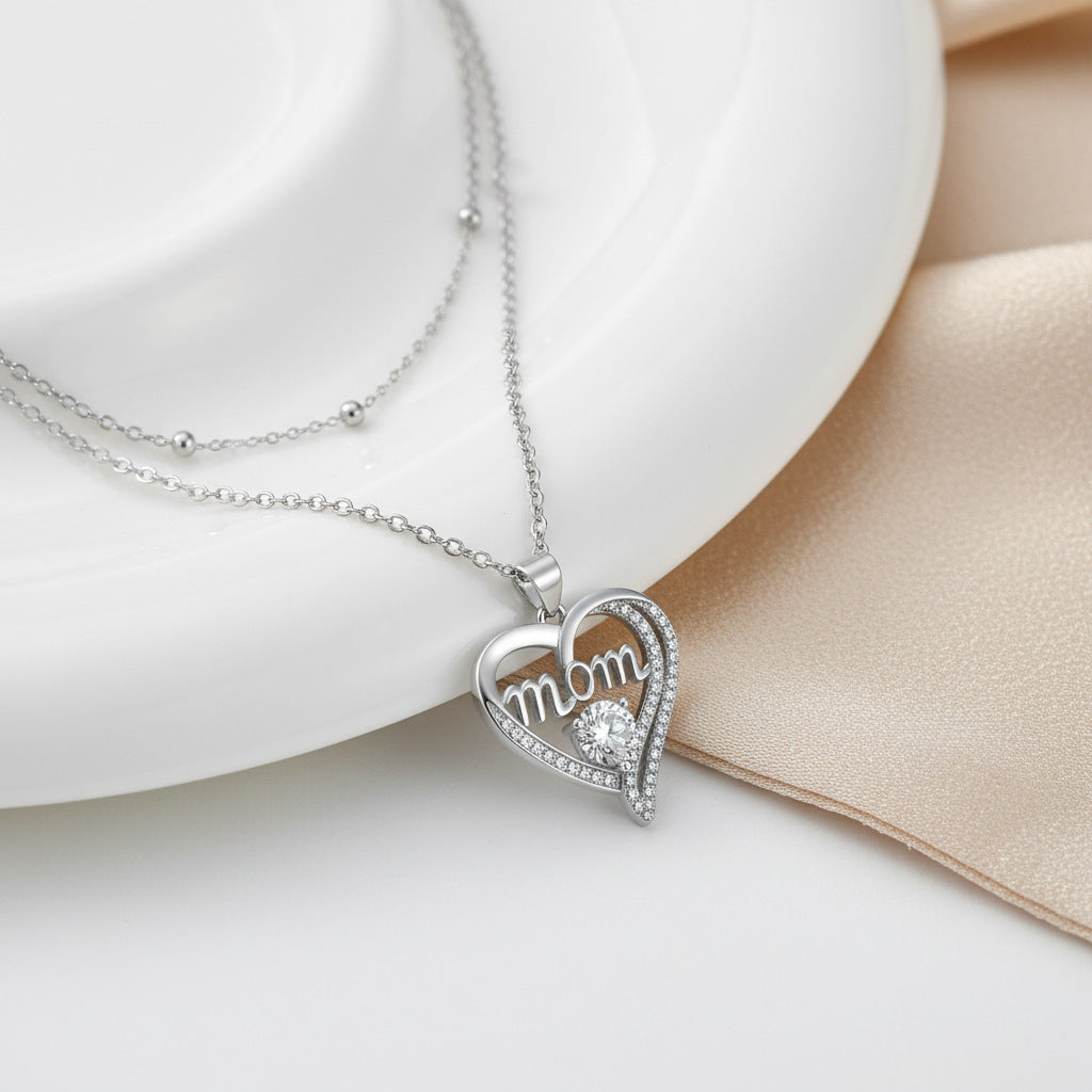 High-End Heart-Shaped Double-Layer Necklace For Layering