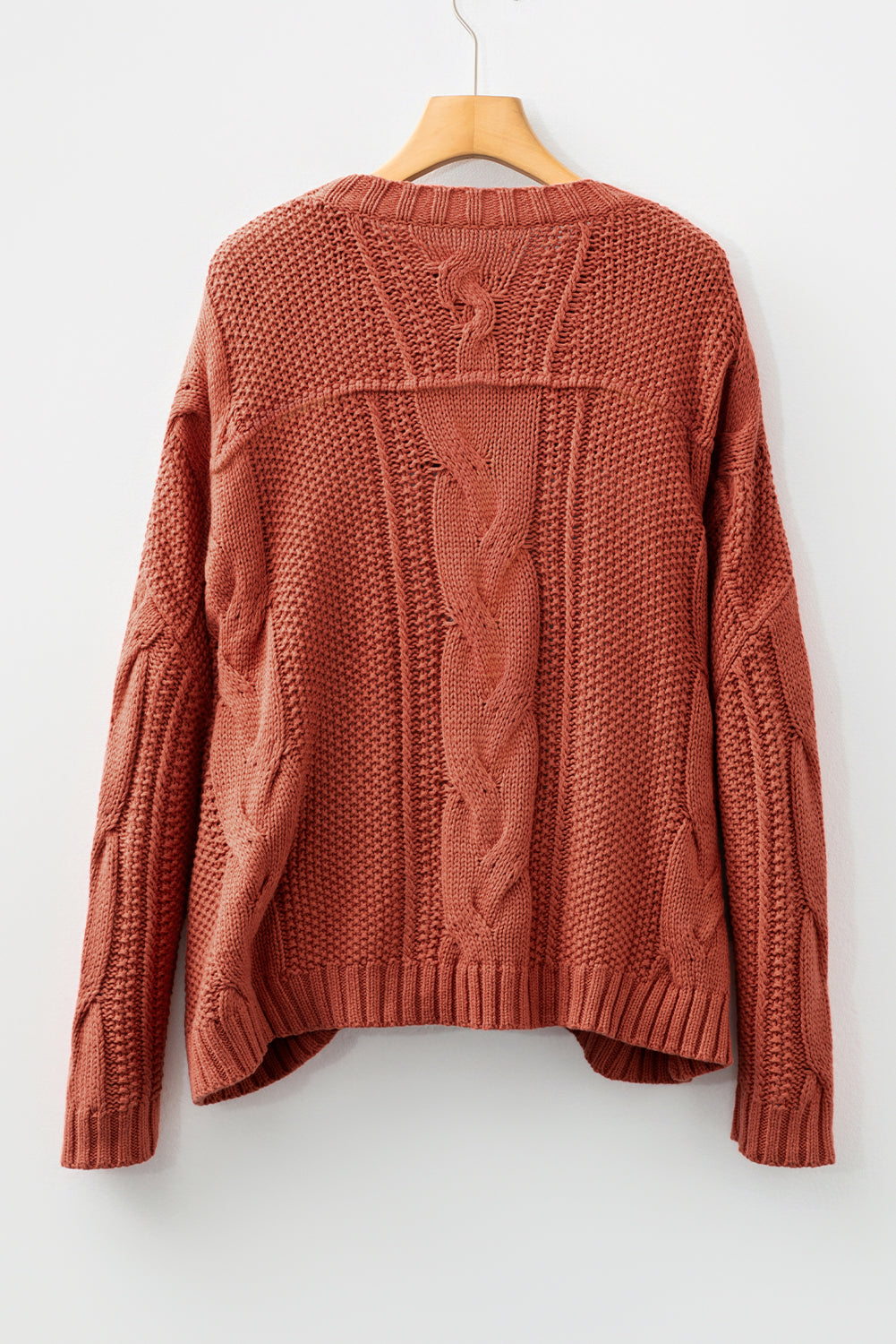 Willaira Slouchy Cable Knit Sweater in Burnt Orange - Image 7