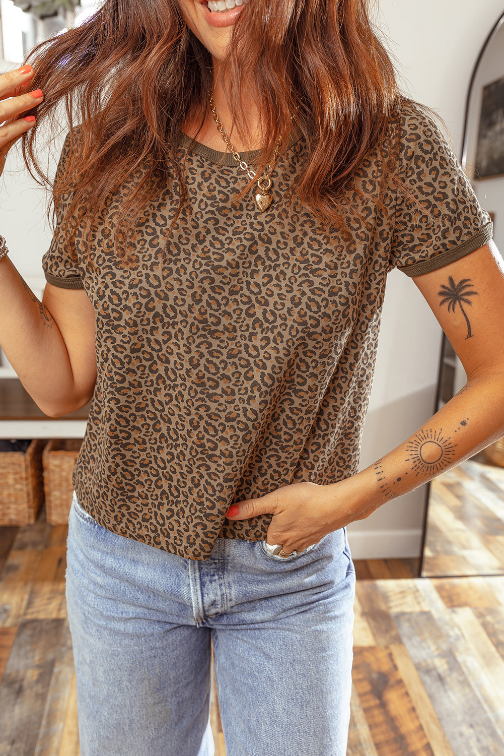 Leopard Fierce Crew Neck T-Shirt