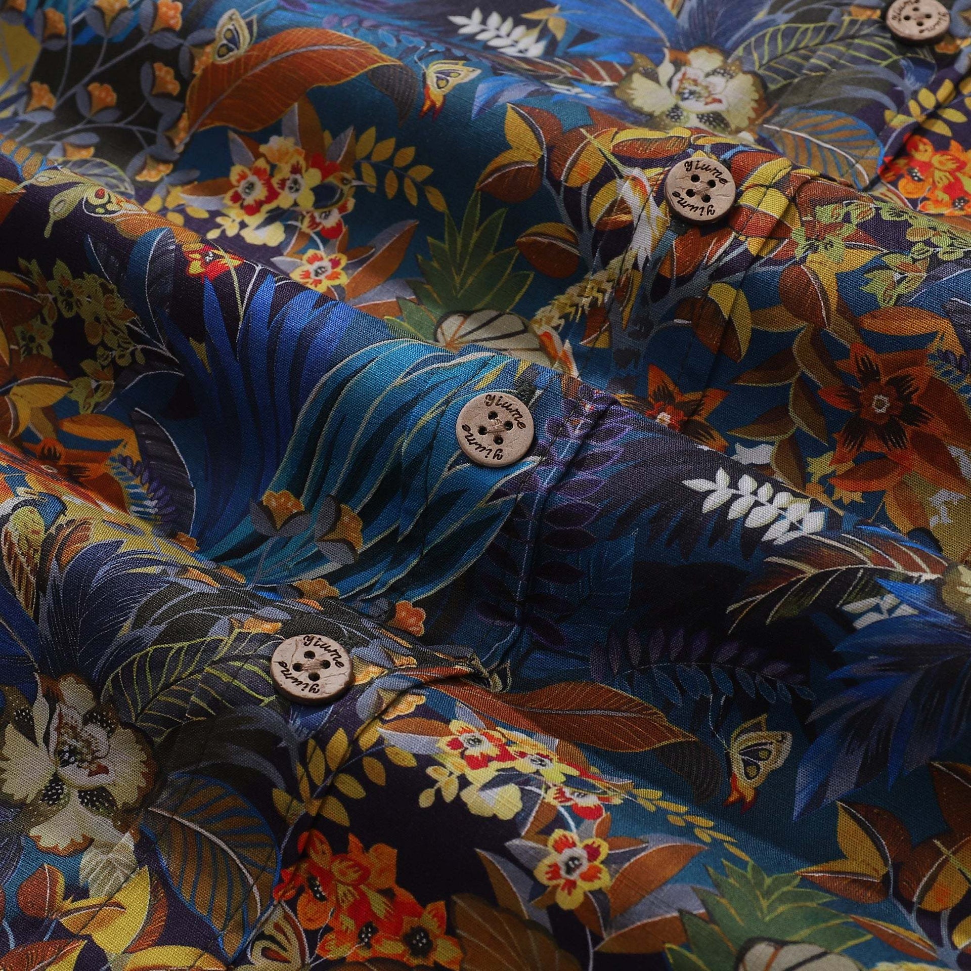 Men's Floral Insect Print Hawaiian Shirt 100% Cotton Casual