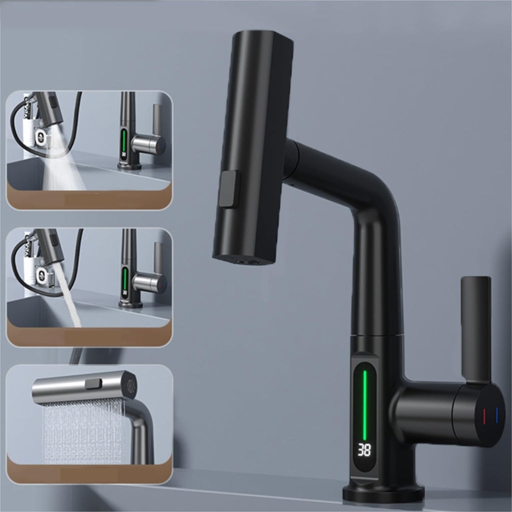 Intelligent Digital Display Kitchen Faucet with Pull-Out Sprayer