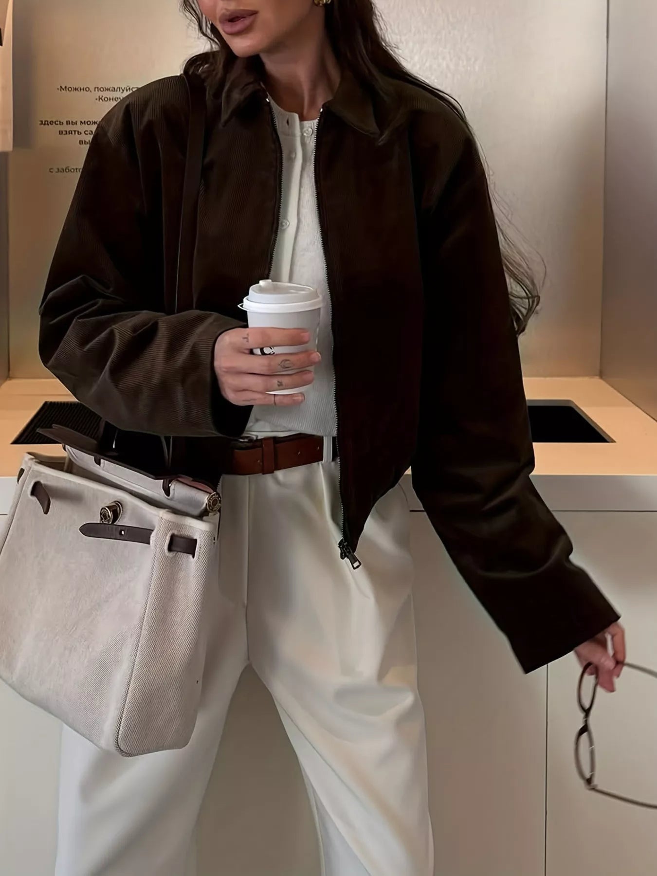 Vintage Corduroy Zip Up Relaxed Fit Jacket