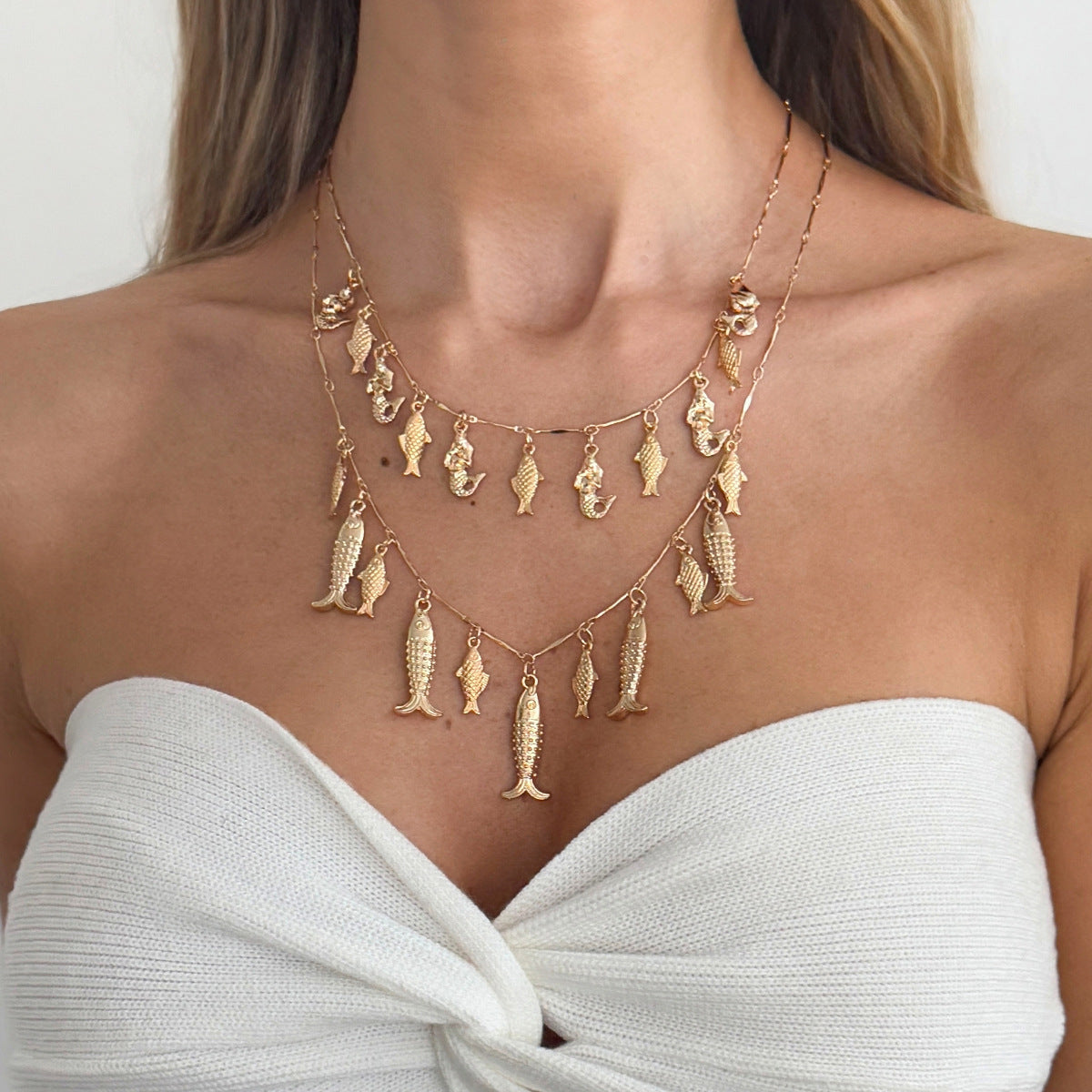 Ocean-style Instagram-ready Metal Small Fish Pendant Necklace