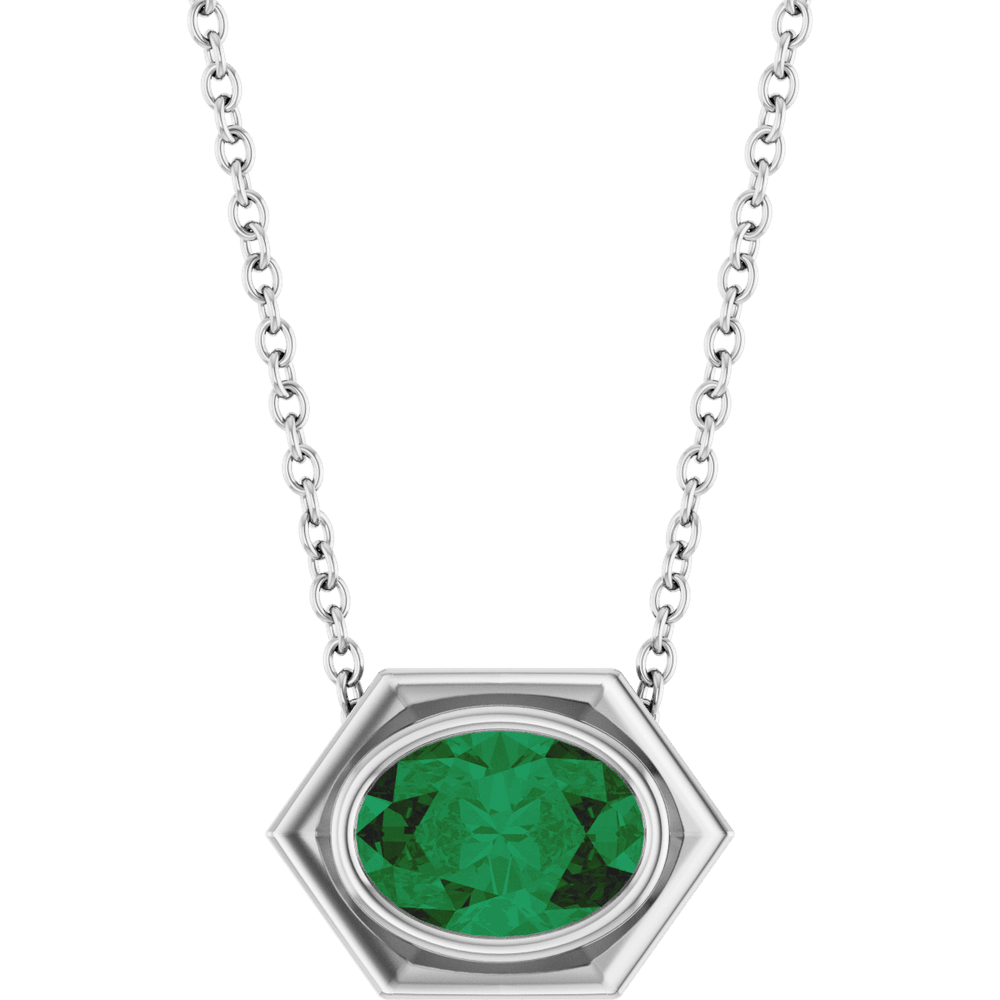 Émeraude Hexa 14K Gold Emerald Pendant Necklace Modern Geometric