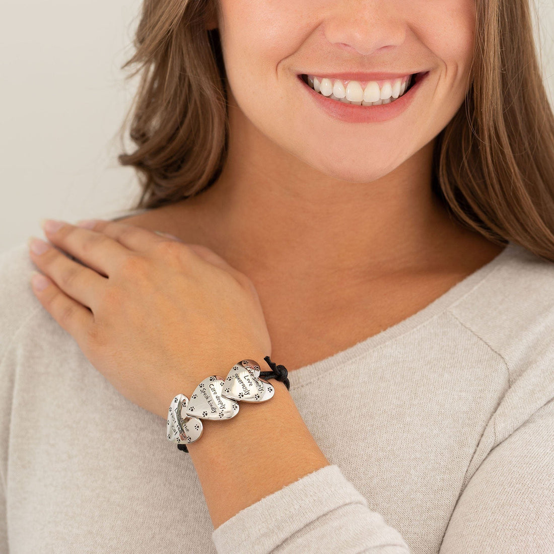 Live Love Care Paw Print Adjustable Bracelet