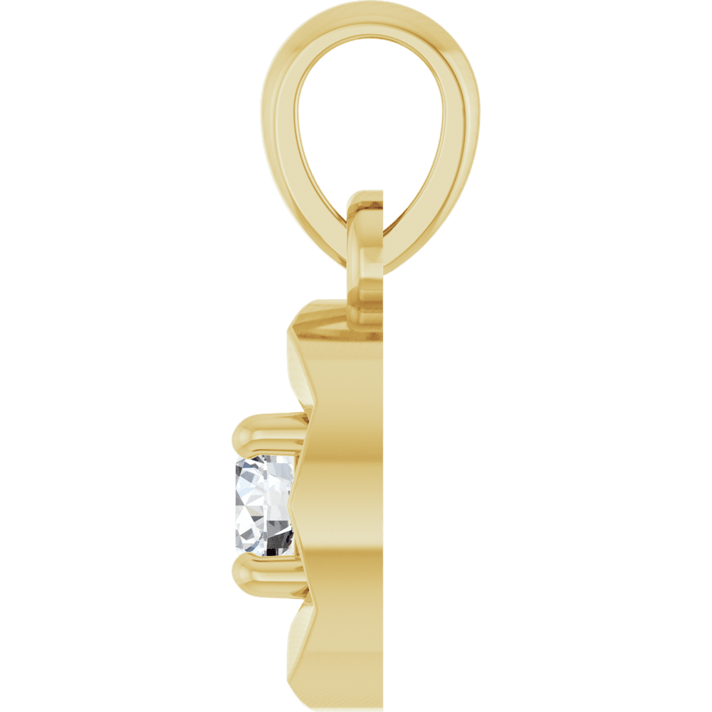 14K Yellow Gold Natural Diamond Solitaire Bezel Charm Pendant
