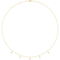 Elegant Étoile Cinq diamond station necklace in solid 14K gold on a minimalist background