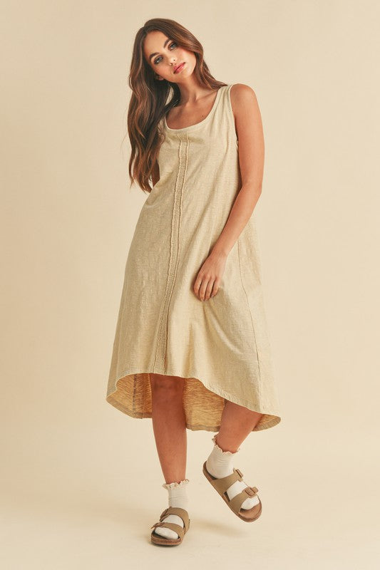 High-Low Hem Scoop Neck Tank Midi Dress
