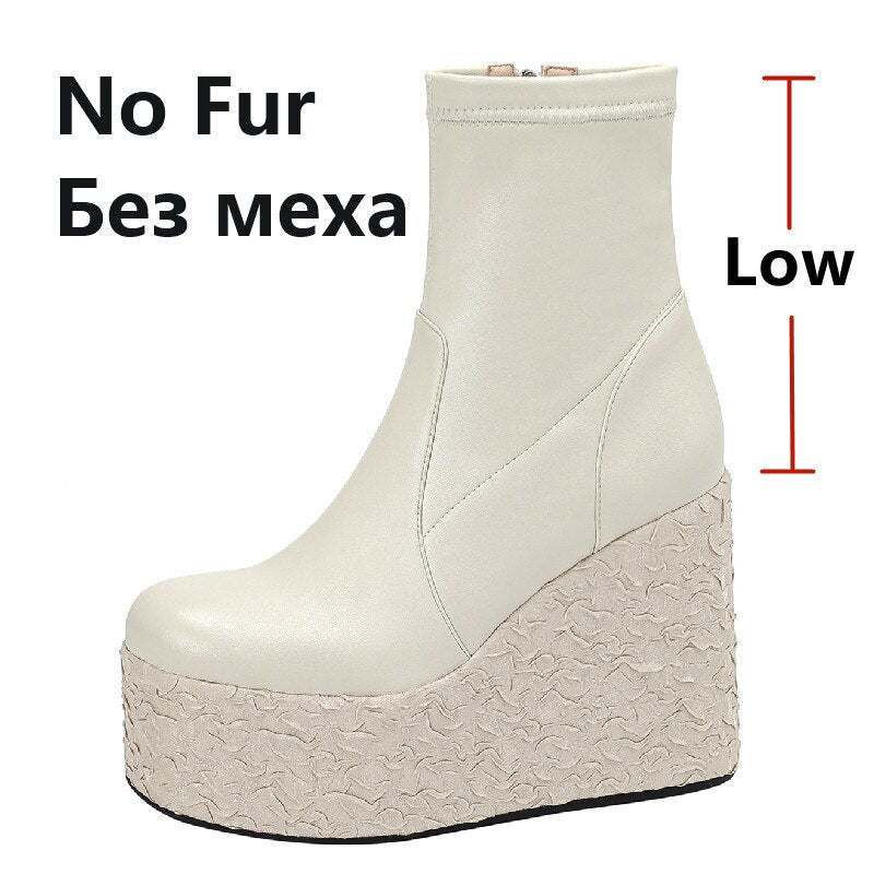 Women's Black Punk Platform Wedge Ankle Boots - Image 47