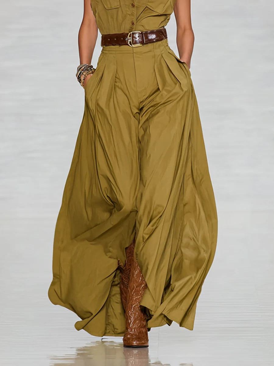Women's Short-Sleeve Utility Maxi Dress with Pockets and Collar - Image 3