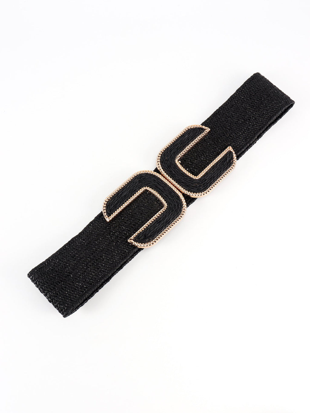 Wide Braid Stretch Belt with Statement Buckle in Sage Green