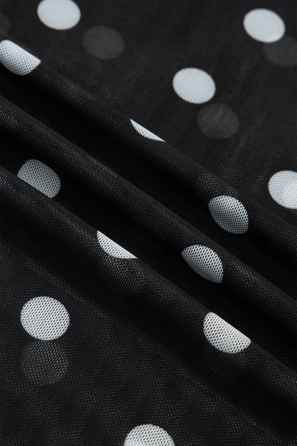 Polka Dot Mesh Long Sleeve Top Colorblock Modern Minimalist Tee