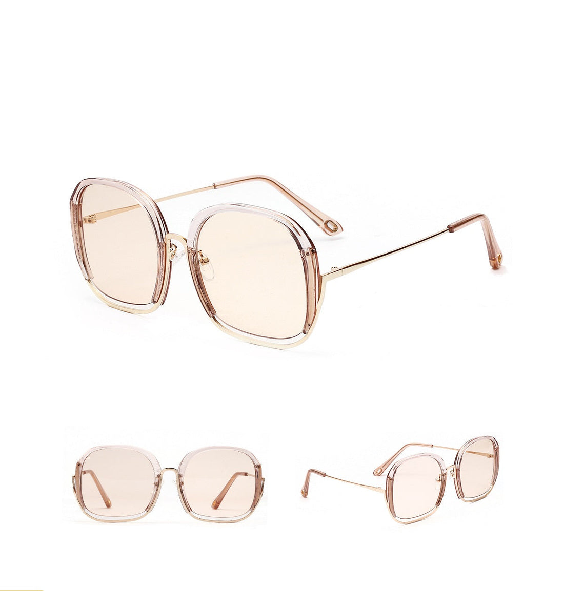 Large Half Frame UV400 Sunglasses – Oversized Fashion Shades