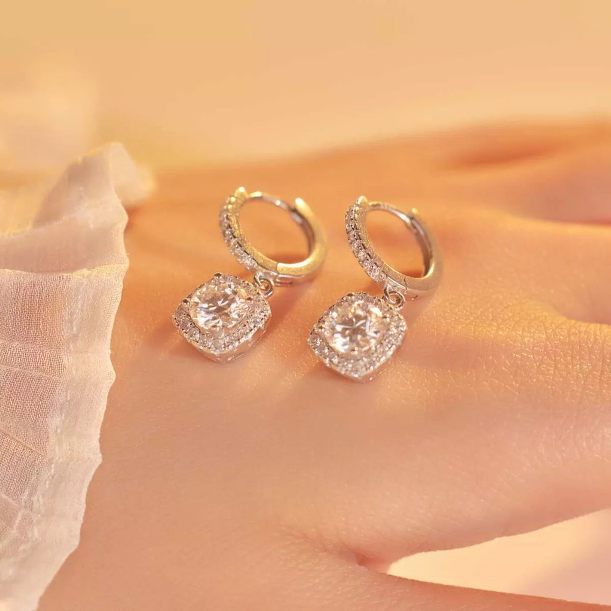1 Carat Moissanite 925 Sterling Silver Hoop Drop Earrings