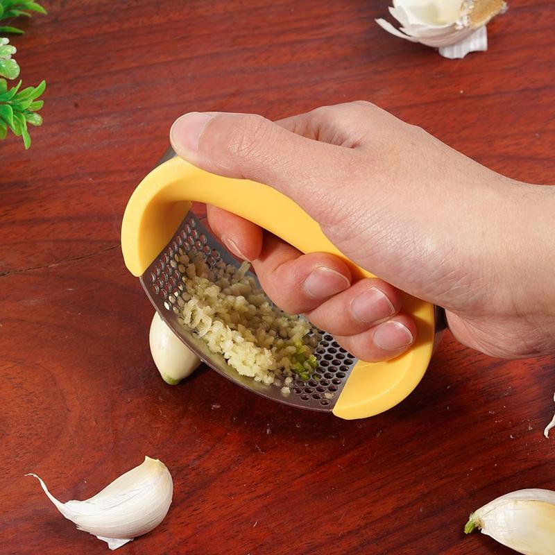 Stainless Steel Garlic Press - Ergonomic Manual Masher Tool