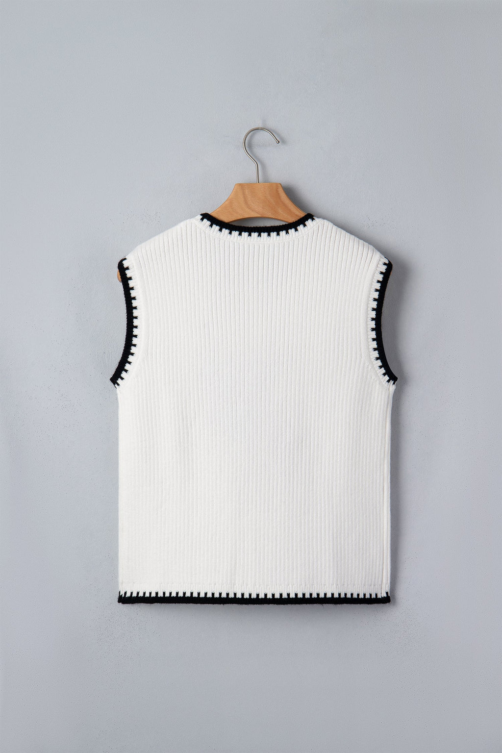 White Rodeo Cowboy Graphic Ribbed Knit Sweater Vest - Image 3