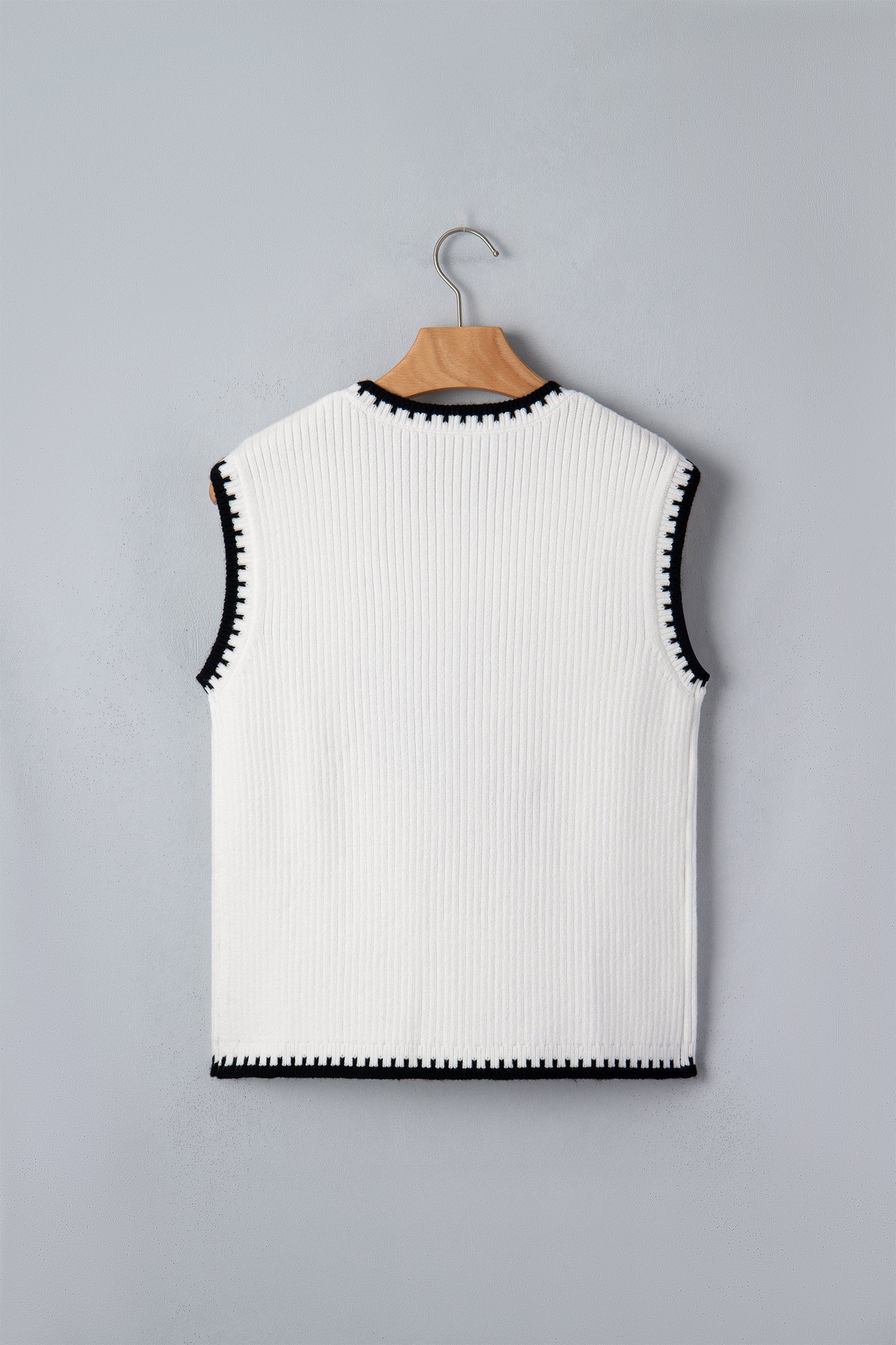 White Rodeo Cowboy Graphic Ribbed Knit Sweater Vest - Image 3