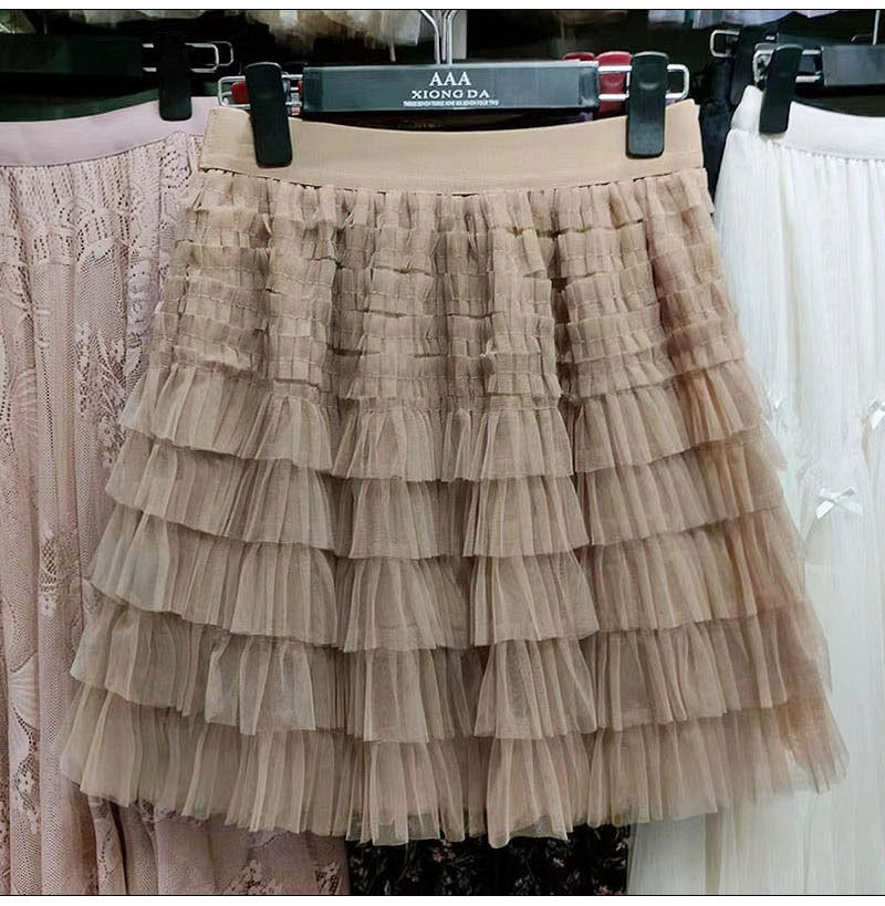 Women's Layered Mesh A-Line Mini Skirt - Fluffy Ruffle Tulle - Image 10