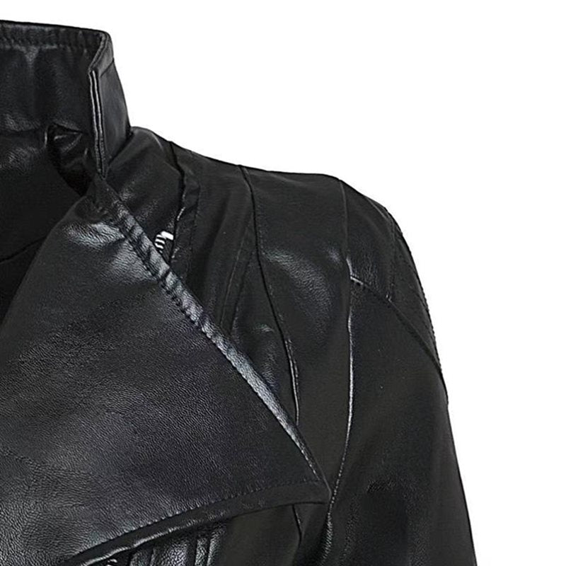 Women's Gothic Black Faux Leather Biker Jacket Slim Fit - Image 4