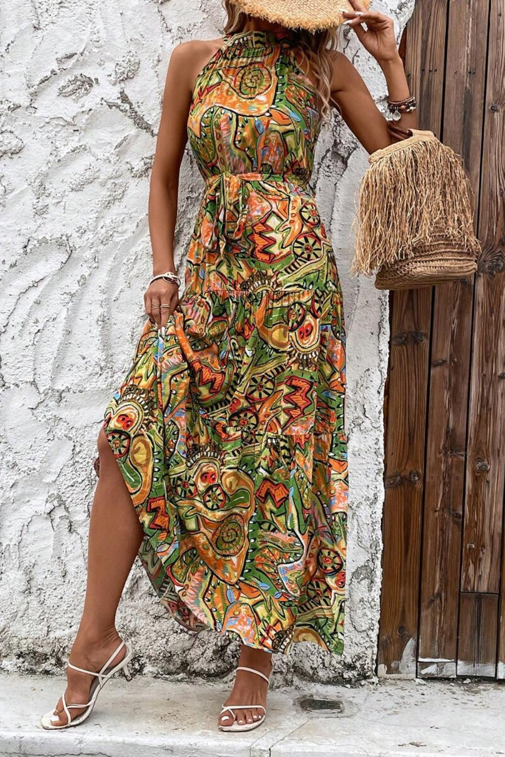 Floral Sleeveless Bohemian Maxi Dress for Summer Vacation