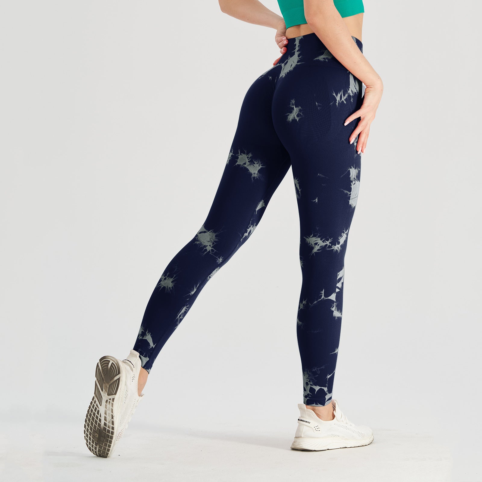 Seamless Tie-Dye Yoga Pants – High-Waist Knitted Leggings