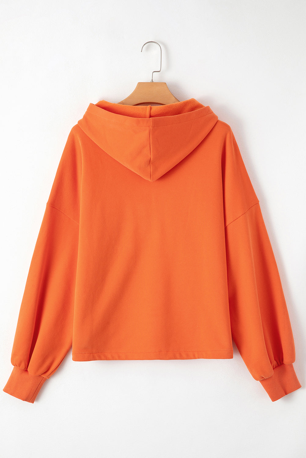 Orange Half Zipper Hoodie with Kangaroo Pockets | Drop Shoulder