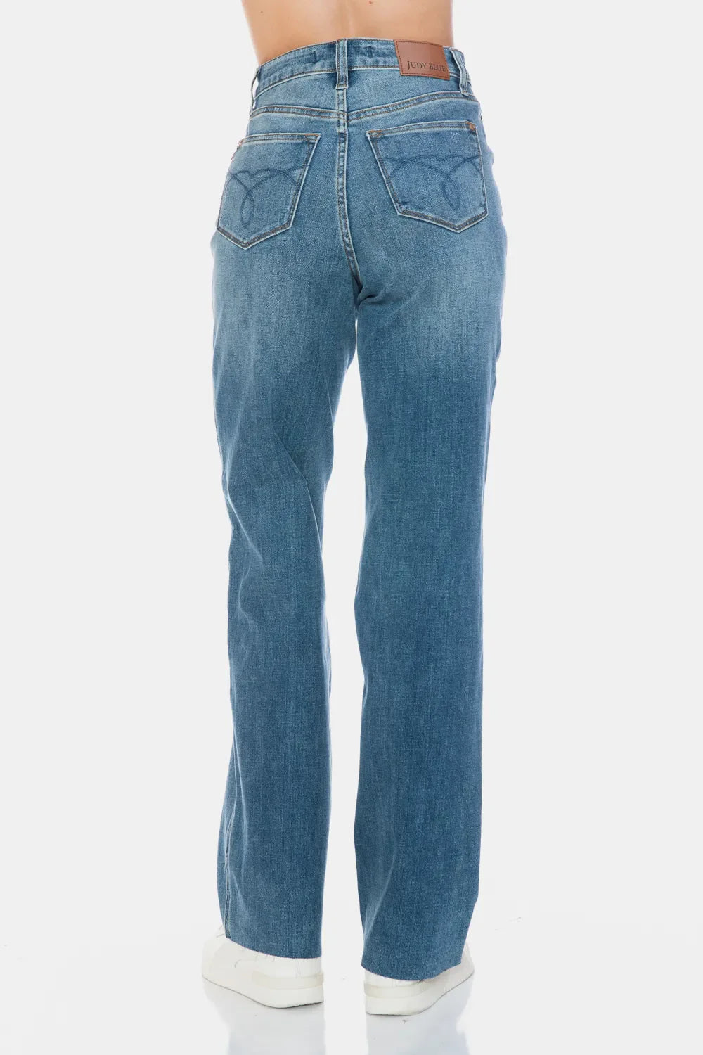Judy Blue Tummy Control Straight Jeans Raw Hem