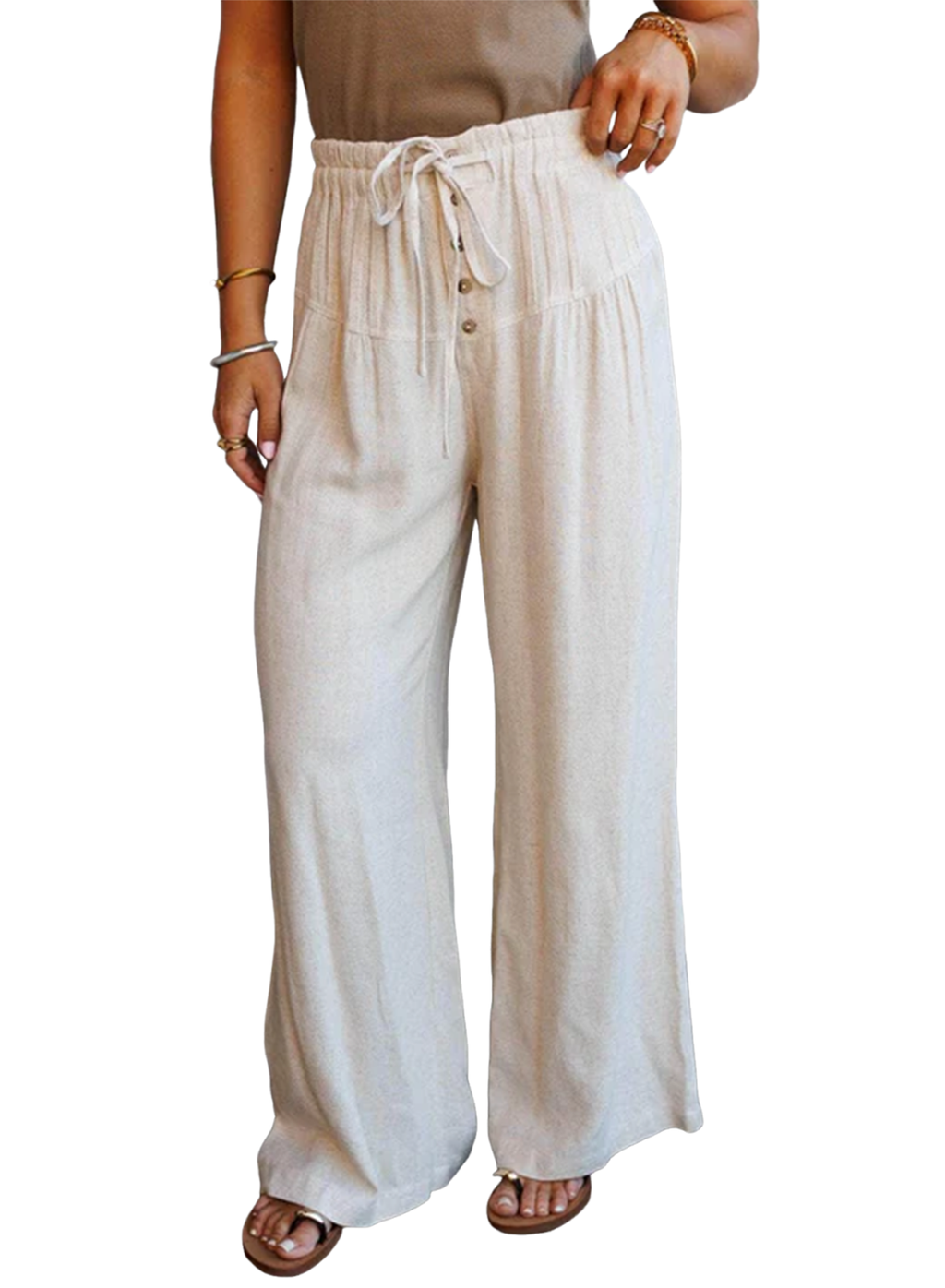 112 Jet Stream Linen Wide Leg Pants in Cream