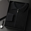 Men's Zip-Front Knit Cardigan Sweater Coat in Neutral Tones