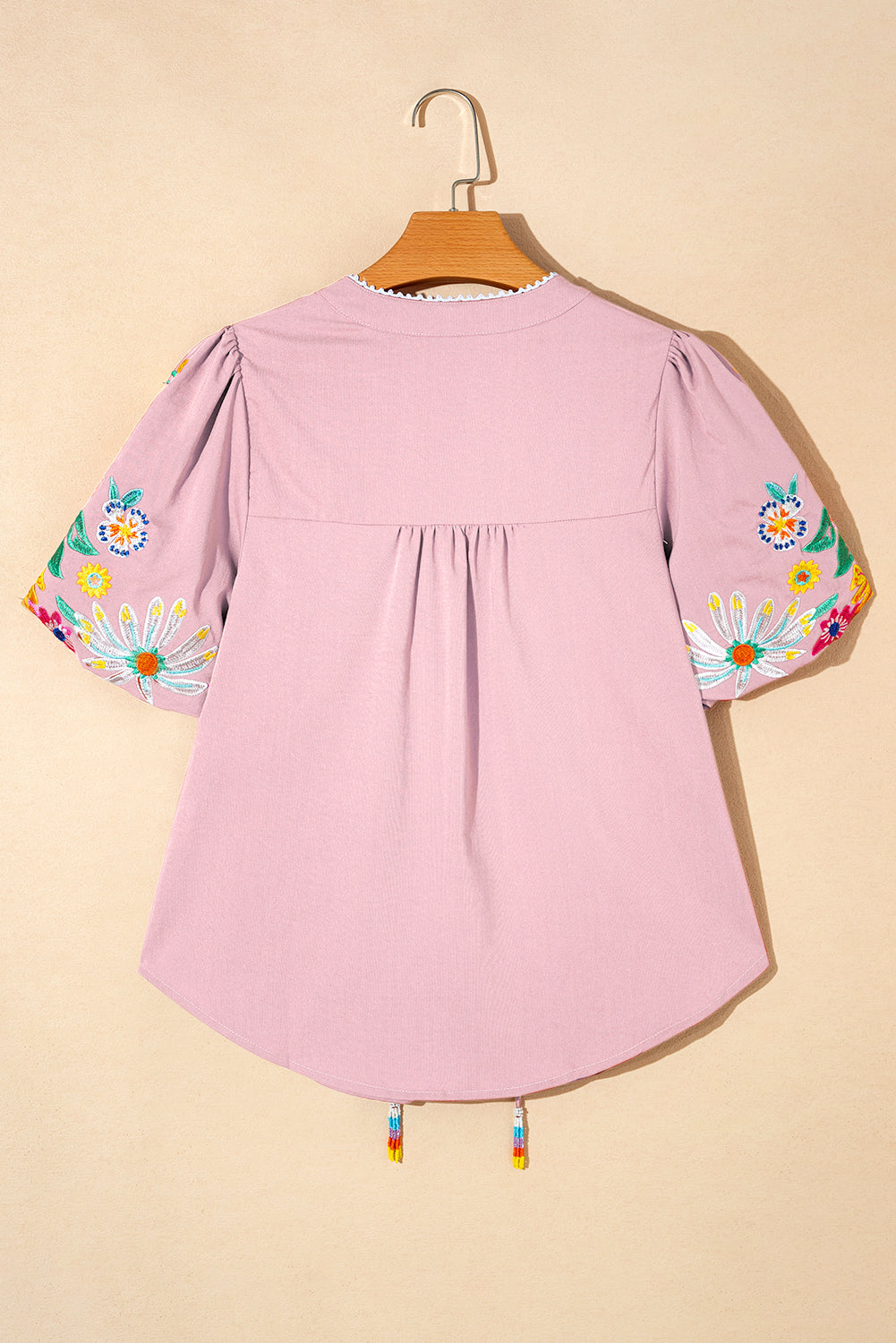 Floral Embroidered Puff Sleeve Blouse
