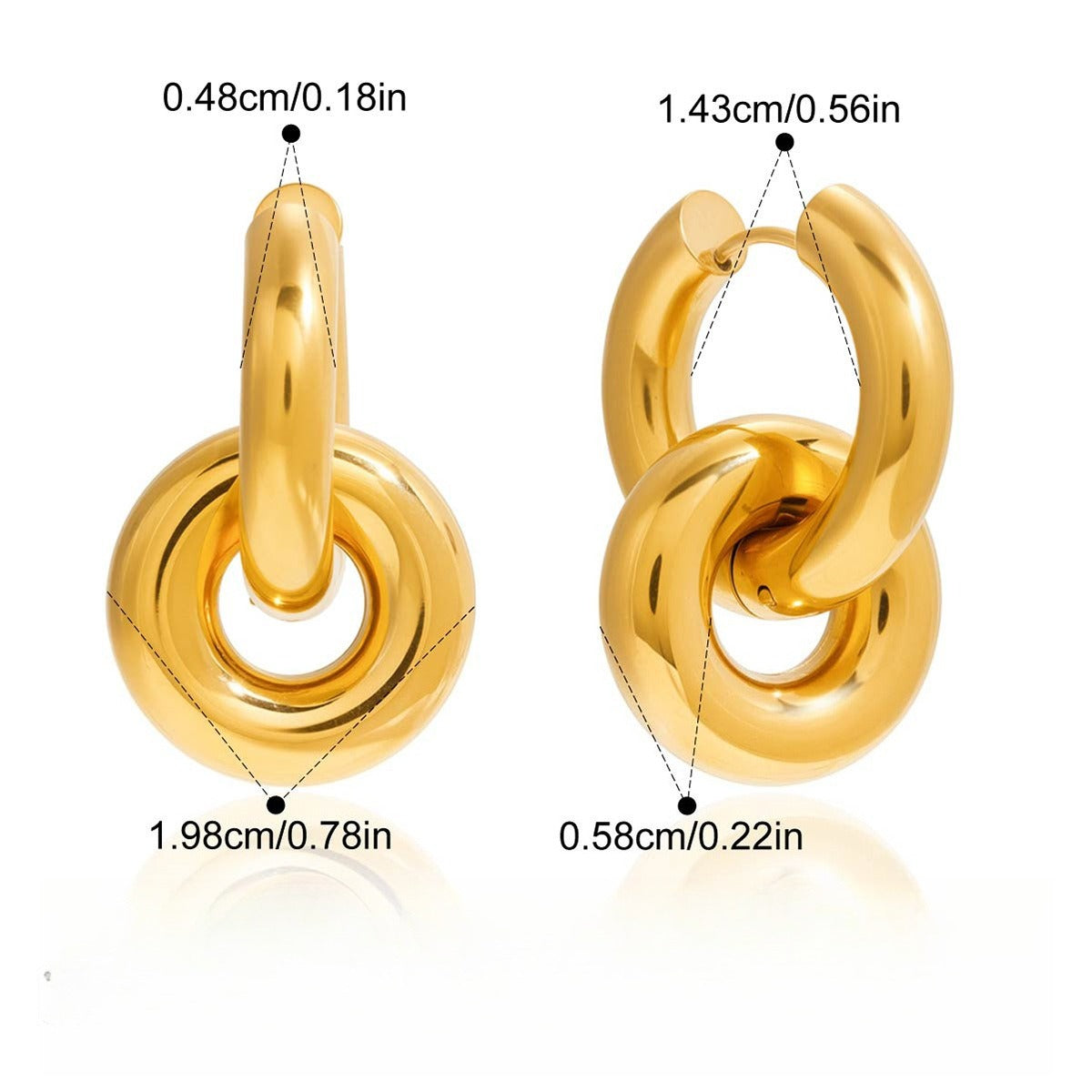 18K Gold Layered Double Hoop Earrings