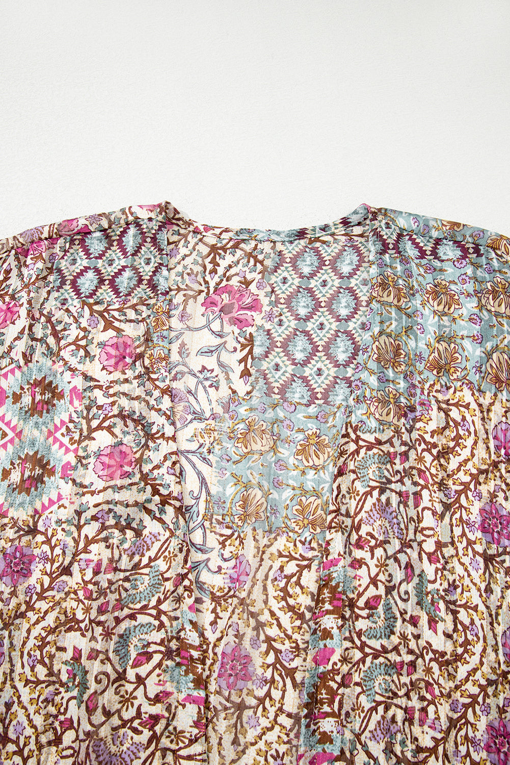 Apricot Floral Print Short Wide Sleeve Open Front Loose Kimono