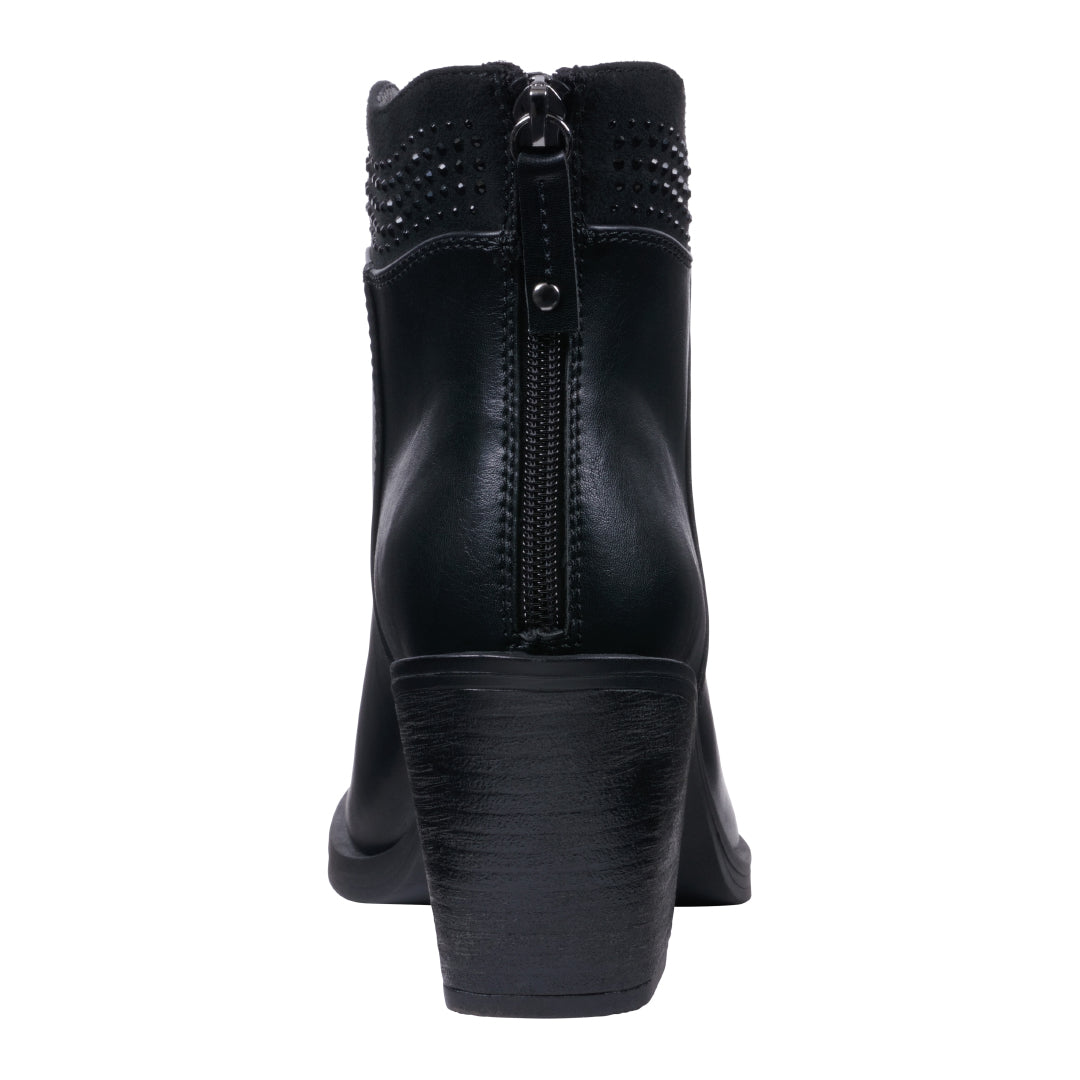 Women's Dawn Black Ankle Booties with Studded Collar Detail - Image 3