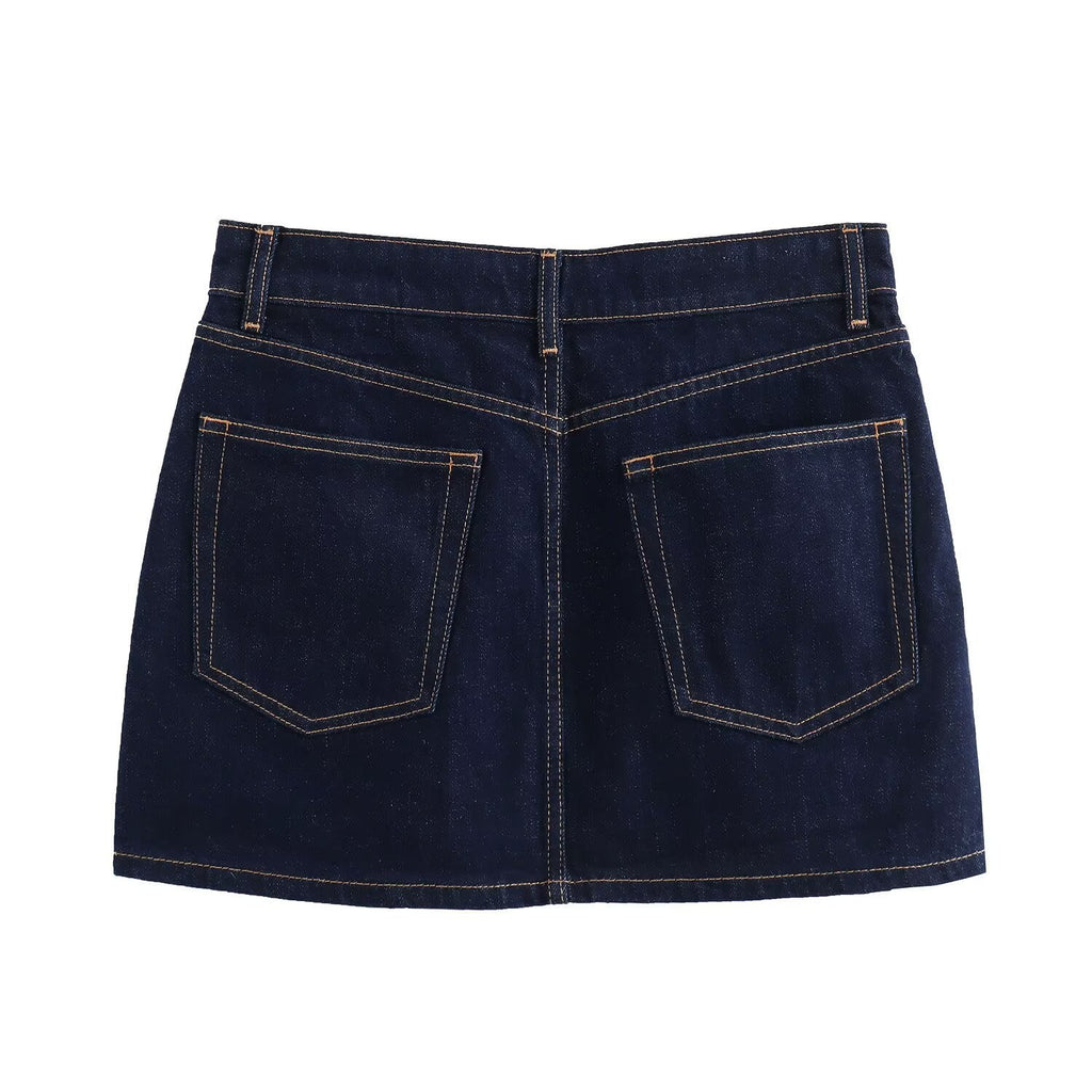 Women's Chic Black Denim Mini Skirt - Versatile Harajuku Style - Image 2
