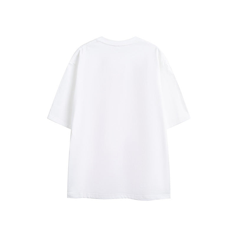 White Distressed Letter Graphic Loose Short Sleeve T-Shirt - Image 2