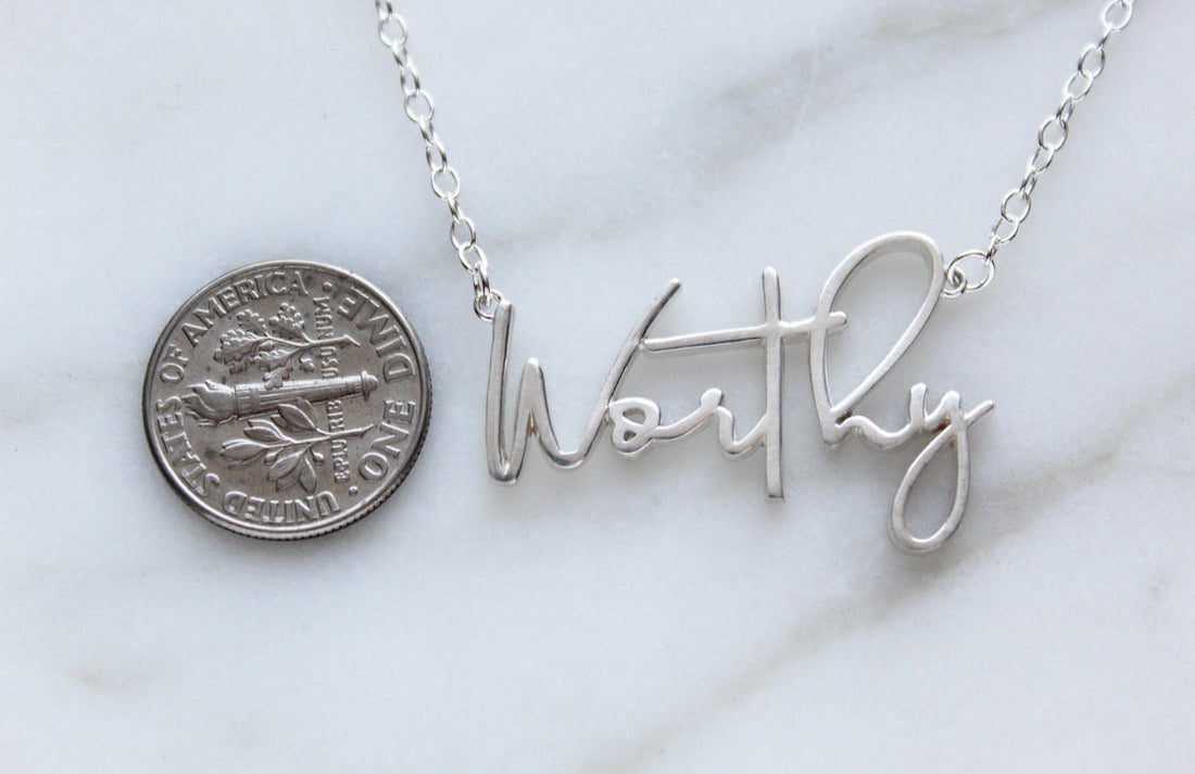 Worthy Script Lettering Necklace in Silver-tone Finish - Image 4