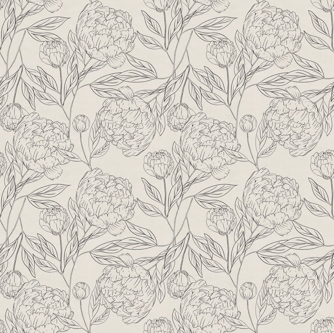 Farrah Modern Farmhouse Floral Wallpaper in Charcoal and Cream