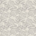 Farrah Modern Farmhouse Floral Wallpaper in Charcoal and Cream