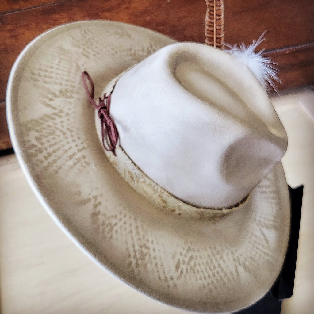 Hand-Painted Gold Python Print Boho Western Cowgirl Hat - Image 4