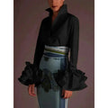 Women's Ruffle Sleeve Slim Shirt