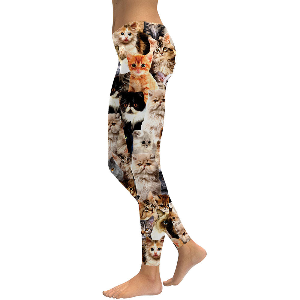Women's High Waist Cat Collage Print Leggings for Activewear - Image 2